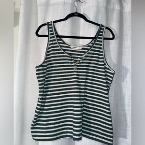 Sonoma green and cream Striped Tank Top